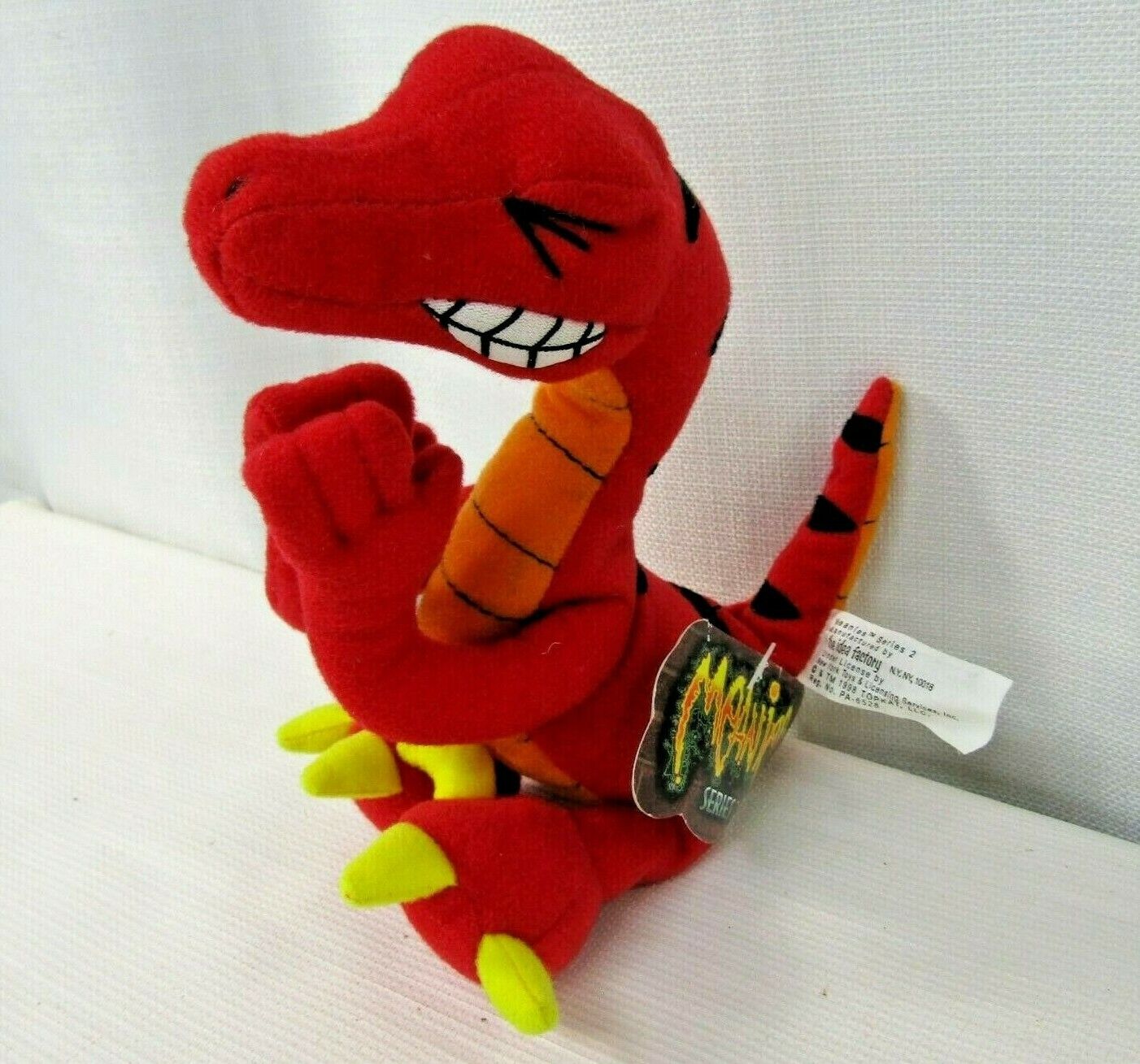 Meanies Velociraptor Series 2 Beanie Plush Pooping Toy Idea Factory Red Vtg 1998