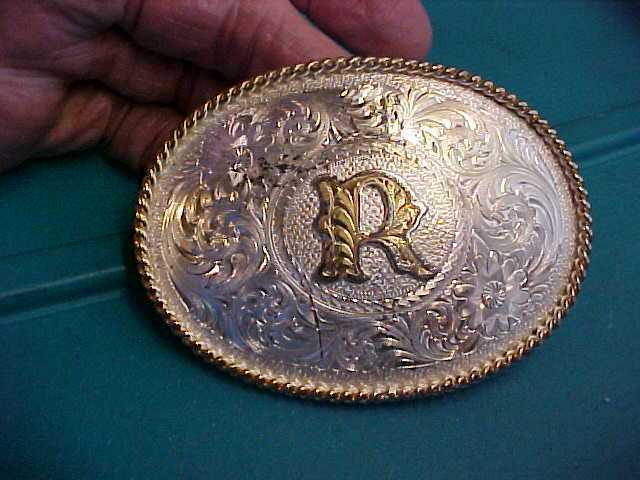 Montana Silversmith Big R Initial Western Buckle Cowboy Cowgirl Silver Gold Usa
