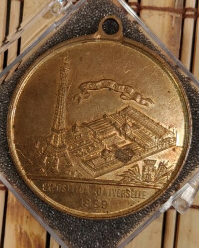 Paris Exhibition Medal Worlds Fair 1889 Eiffel Tower Rights Of Man Token Medal