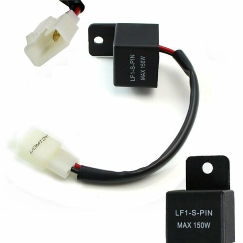2-pin Electronic Led Flasher Relay W/ Adapter Fix Hyper Flash Turn Signal Bulbs