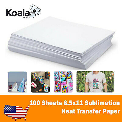 Koala 100 Sheets 8.5x11 Dye Sublimation Ink Heat Transfer Paper Mug T-shirt