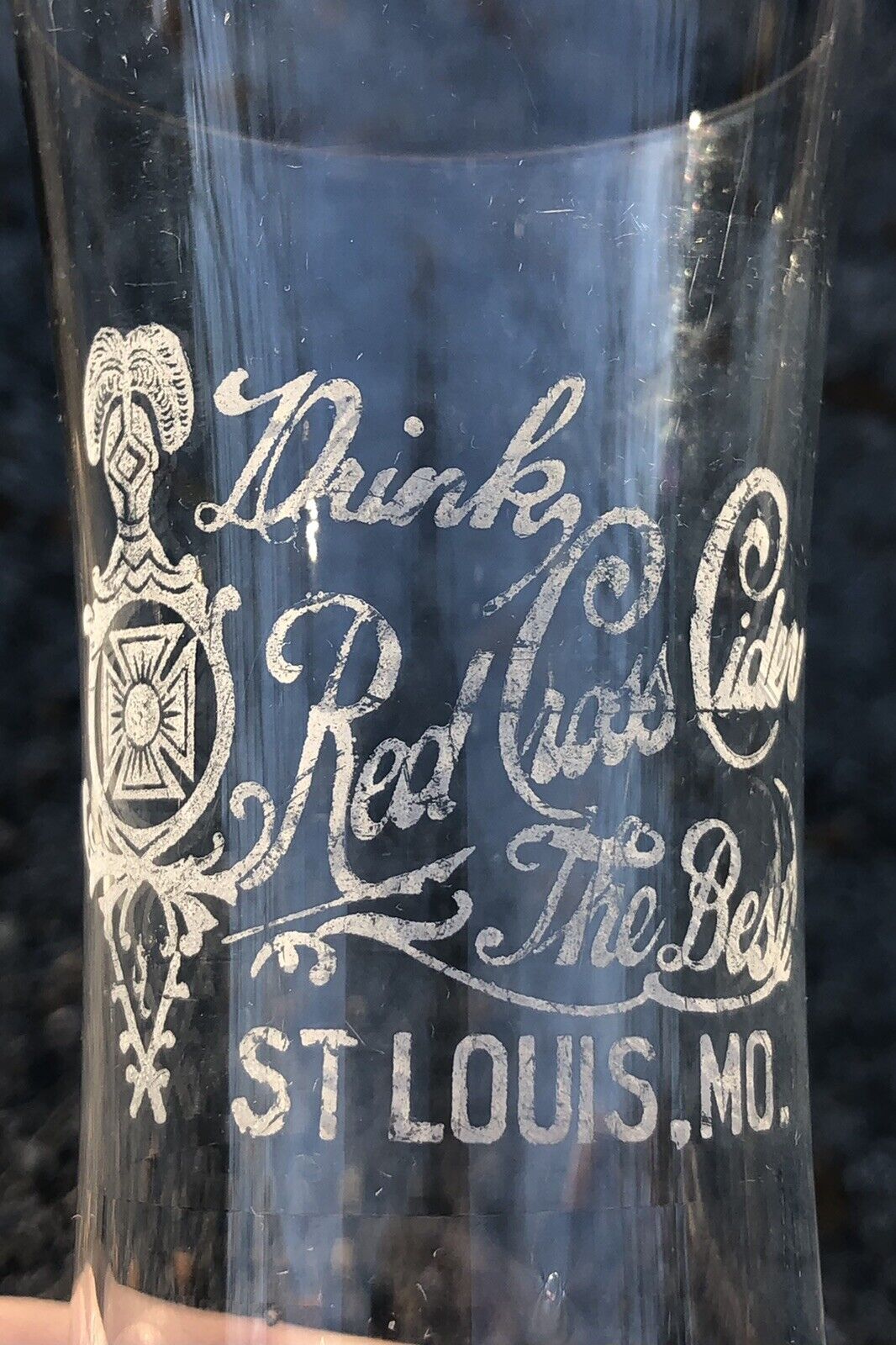 Rare Antique Drink Red Cross Cider Pre Prohibition Drinking Glass - St Louis, Mo