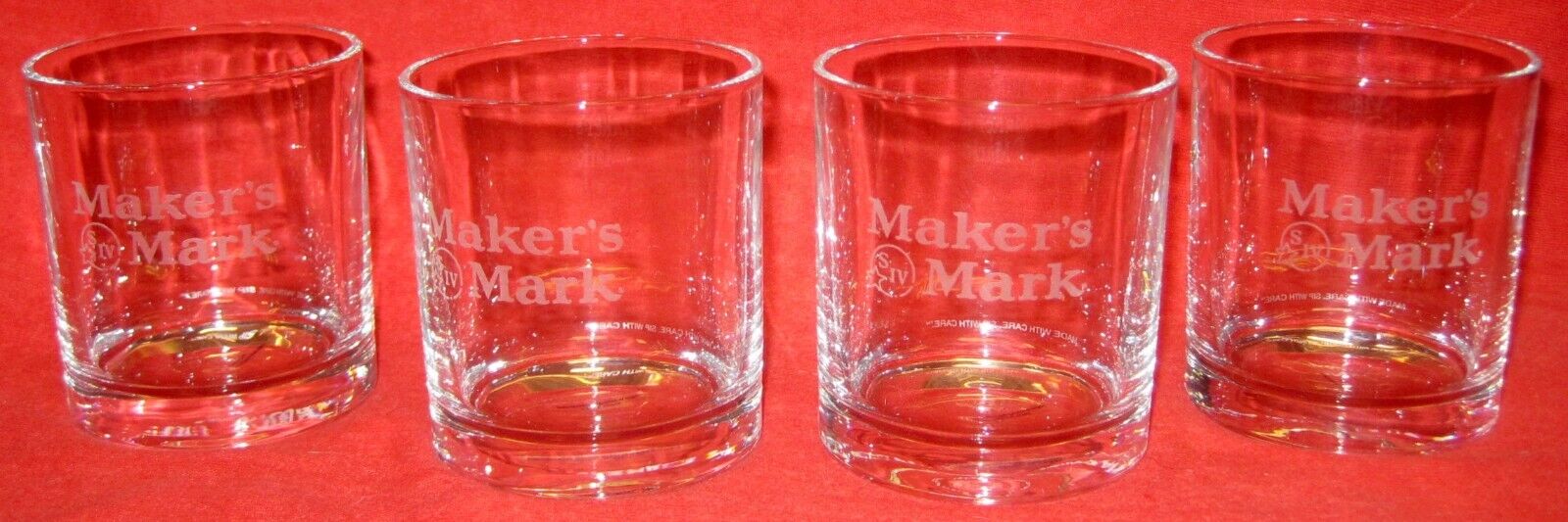 Set 4 New Makers Mark Bourbon Whiskey Kentucky Etched Rocks Glasses 8 Oz More Av