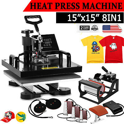 15"x15" 8 In 1 Combo T-shirt Heat Press Transfer Machine Sublimation Swing Away