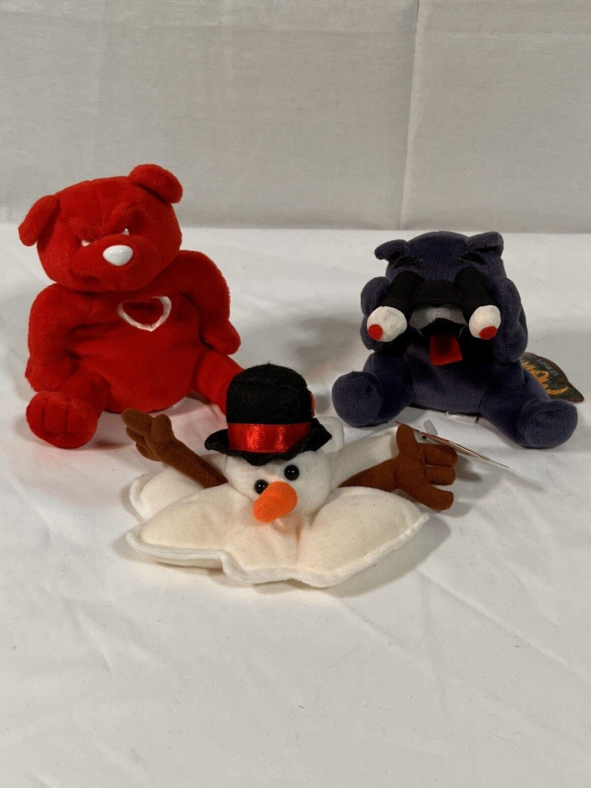 Vtg Lot Of 3 Meanies Limited Edition Heartless Valentines Bear Stocking Stuffer